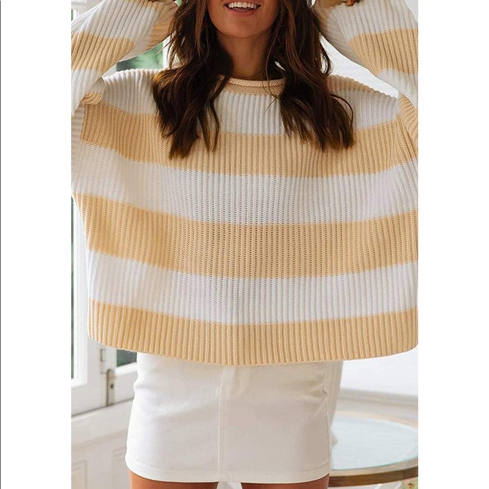 LAST ONEโจ Striped Loose Oversized Knitted Sweater - Picture 3 of 5